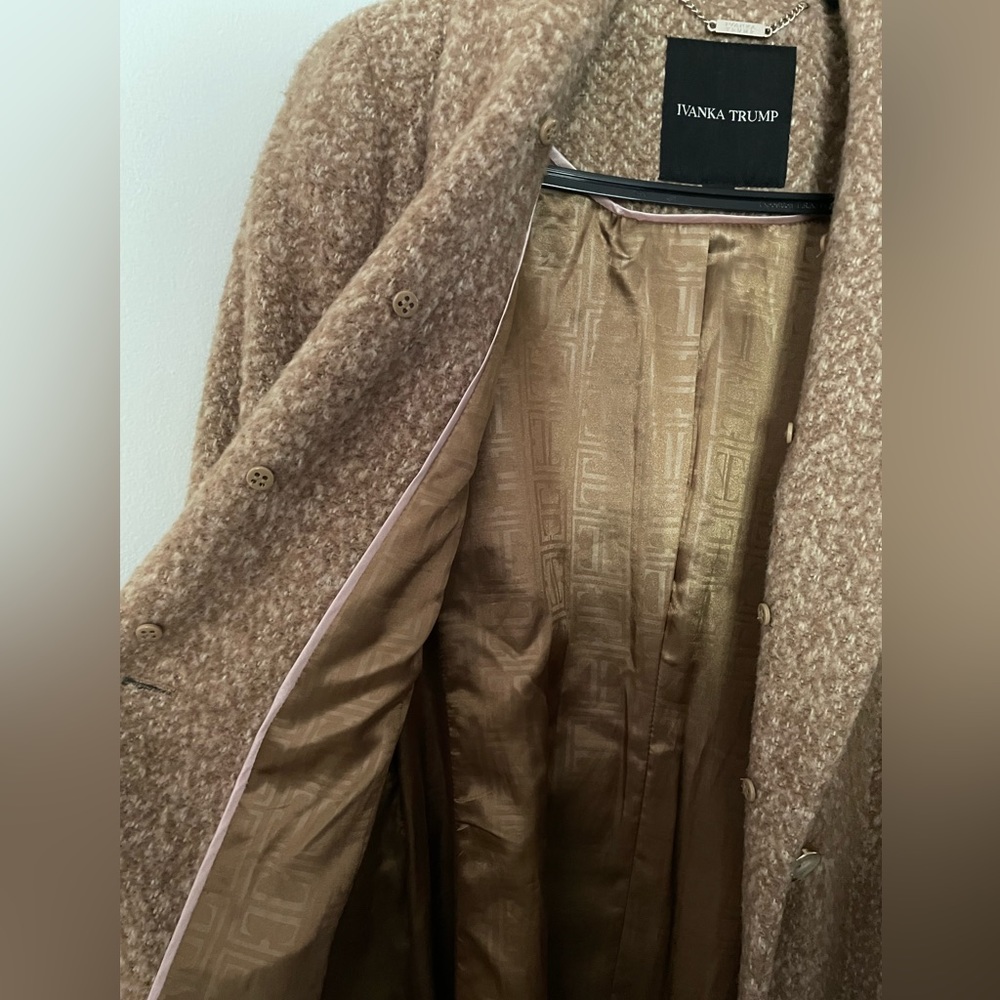 Ivanka Trump luxe wool-blend belted winter trench-style coat w/ satin lining